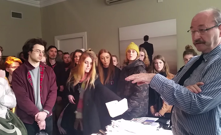 Video: Over 400 NCAD students protest against cuts and overcrowding