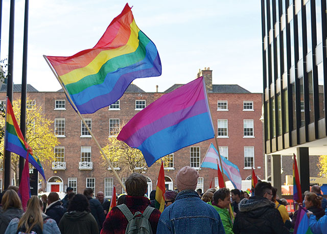 LGBTQ+ kissing protest takes place outside the Dail