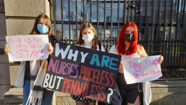 Student Nurses & Midwives protest outside Dáil Éireann